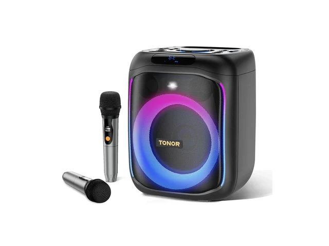TONOR K6 Portable Bluetooth Karaoke Machine with 2 Wireless Microphones & RGB Light Ring