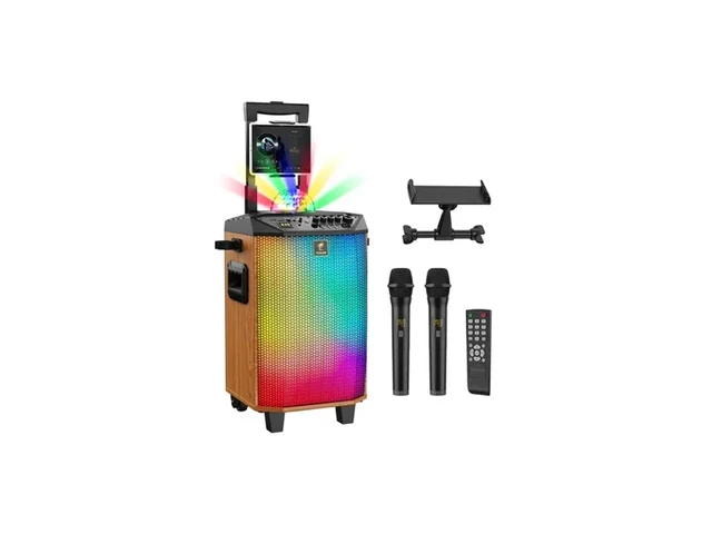 TONOR K9 Mini Karaoke Machine for Kids — 2 Wireless Mics, 5 Voice Effects & LED Lights